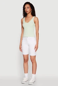 Seamless Ribbed Knit V Neck Tank Top