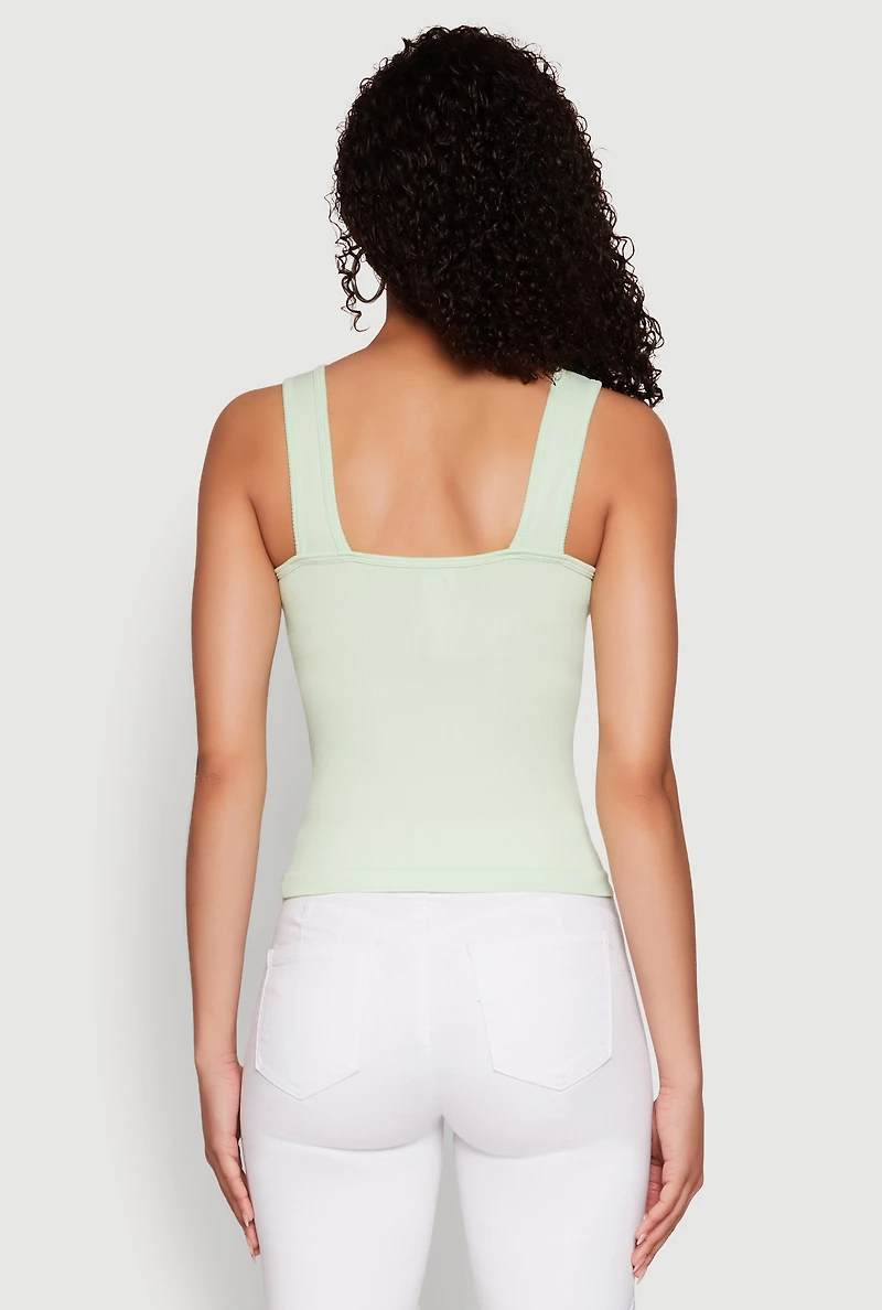 Womens Seamless Ribbed Knit V Neck Tank Top,