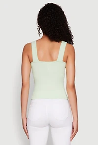 Seamless Ribbed Knit V Neck Tank Top