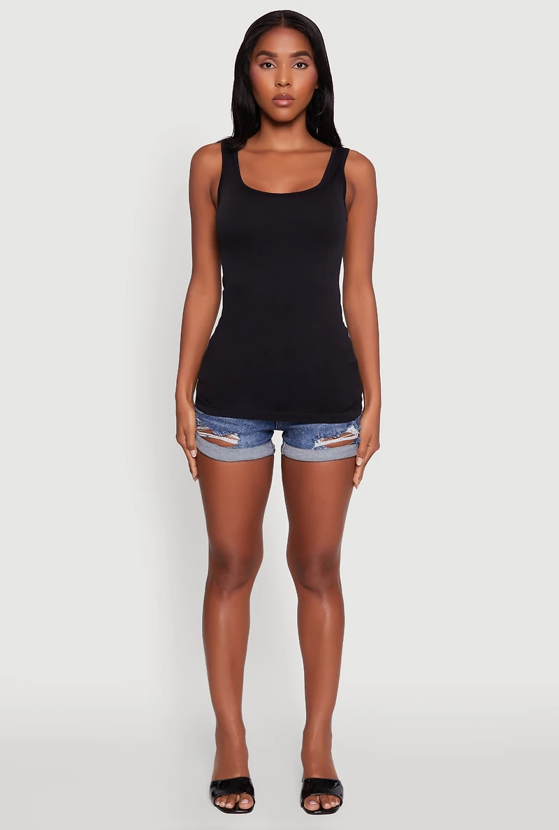 Womens Seamless Classic Fit Scoop Neck Tank Top, S-M