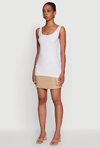 Womens Seamless Classic Fit Scoop Neck Tank Top, White, Size S-M