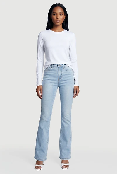 Solid Long Sleeve Crew Neck Top