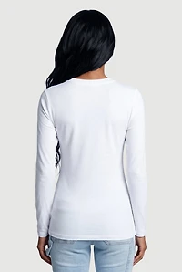 Solid Long Sleeve Crew Neck Top