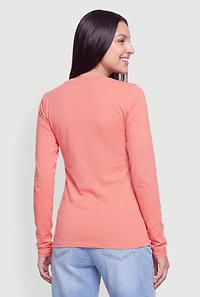 Long Sleeve Solid Crew Neck T-Shirt