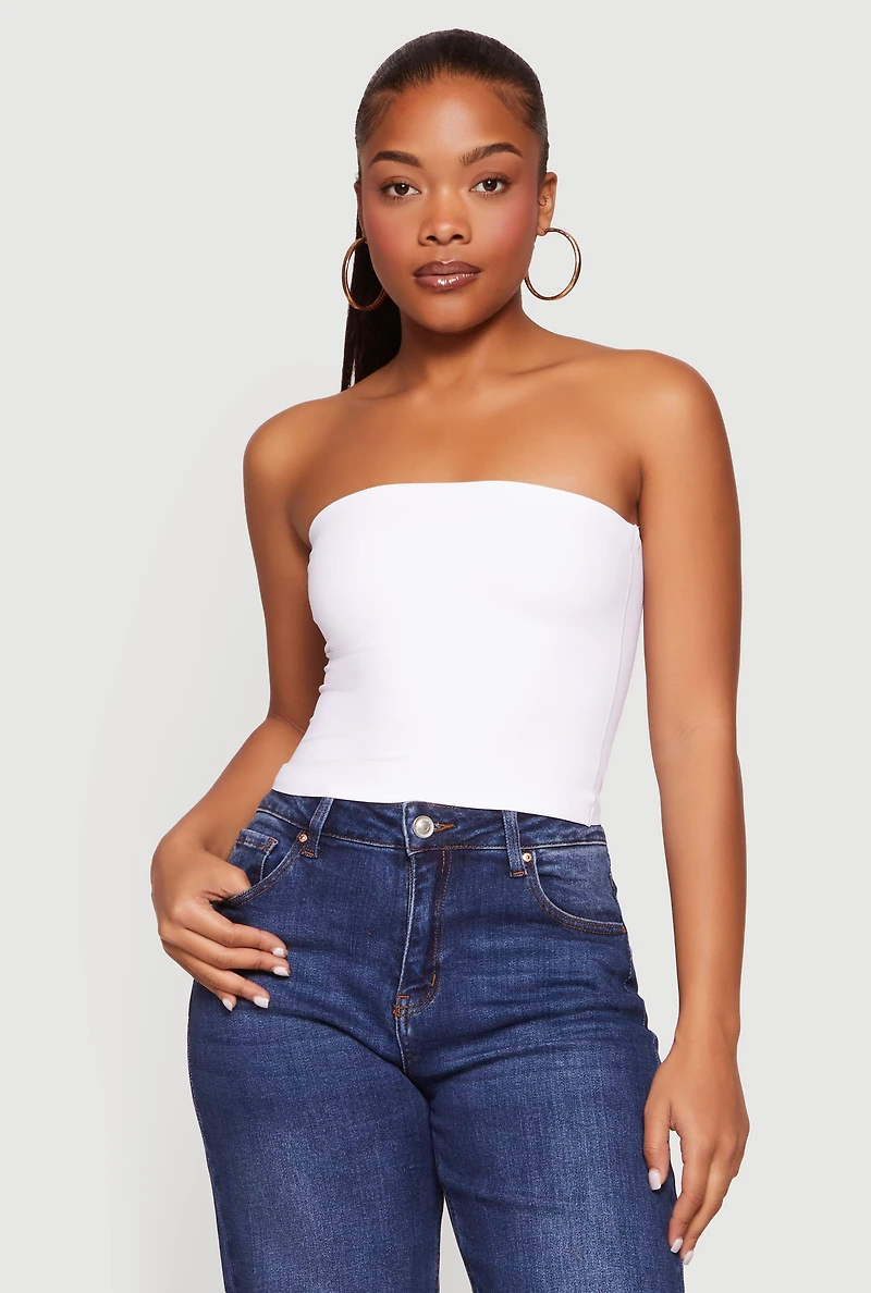 Solid Strapless Crop Top