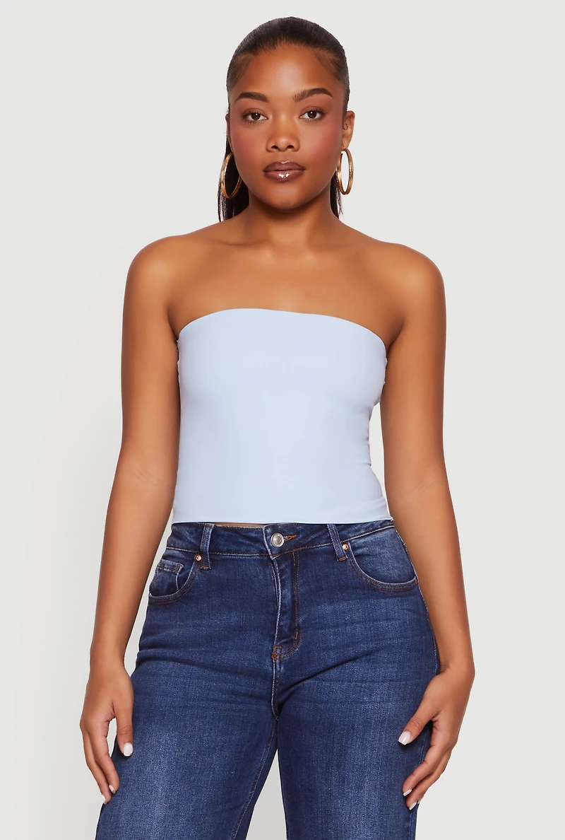 Solid Strapless Crop Top