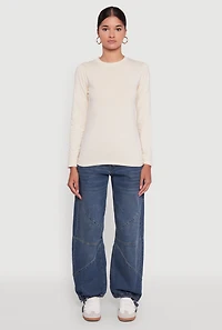 Womens Long Sleeve Basic Crew Neck T-Shirt,