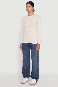 Womens Long Sleeve Basic Crew Neck T-Shirt,