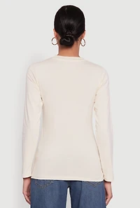 Womens Long Sleeve Basic Crew Neck T-Shirt,