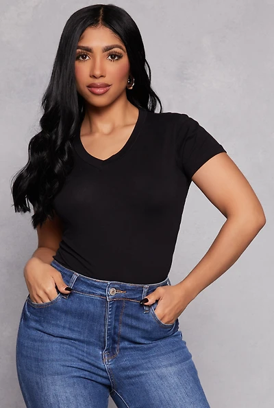 Short Sleeve V Neck Tee