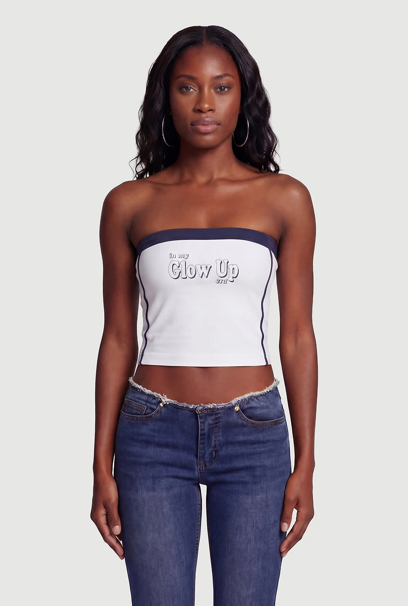 Glow Up Graphic Seamless Cropped Tube Top
