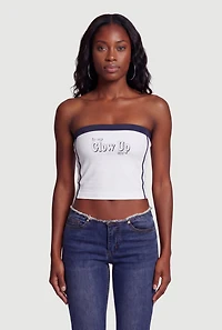 Glow Up Graphic Seamless Cropped Tube Top