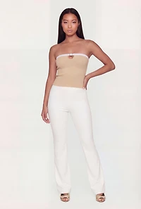 Seamless Contrast Trim Keyhole Cropped Tube Top