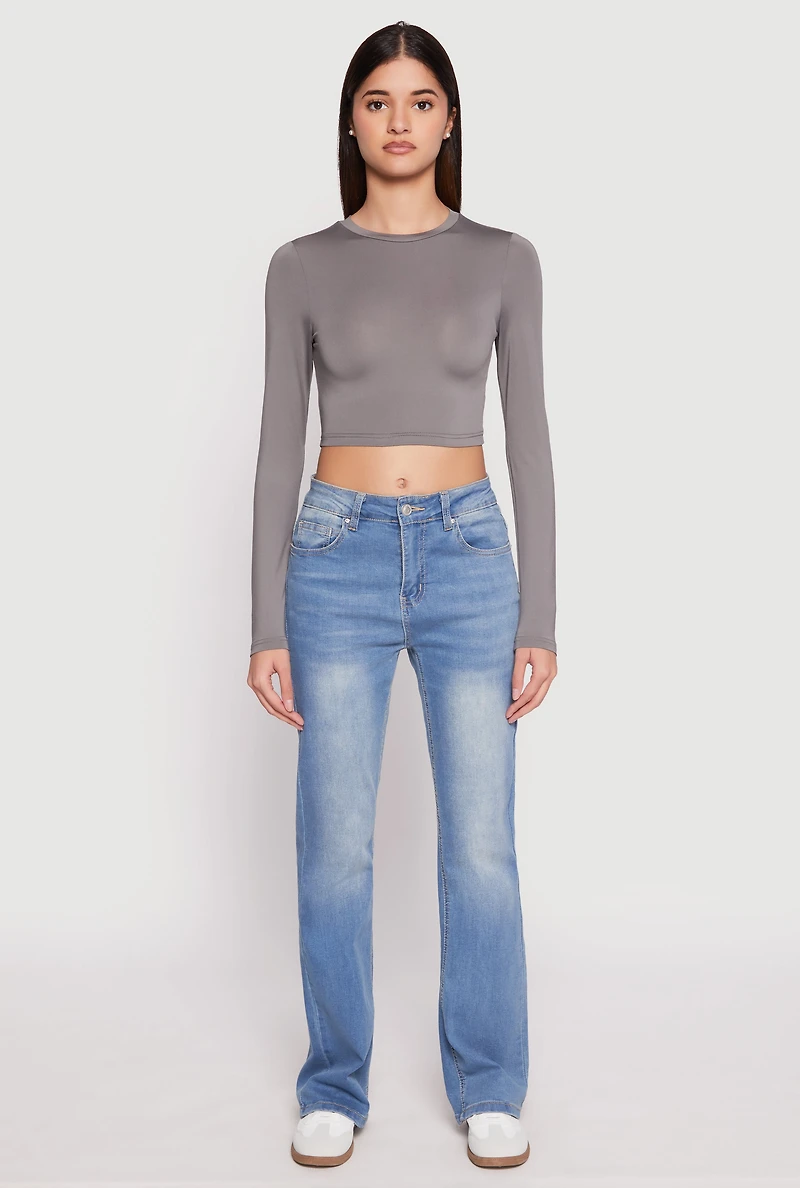 Daisy Long Sleeve High Neck Crop Top