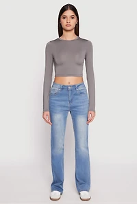 Daisy Long Sleeve High Neck Crop Top