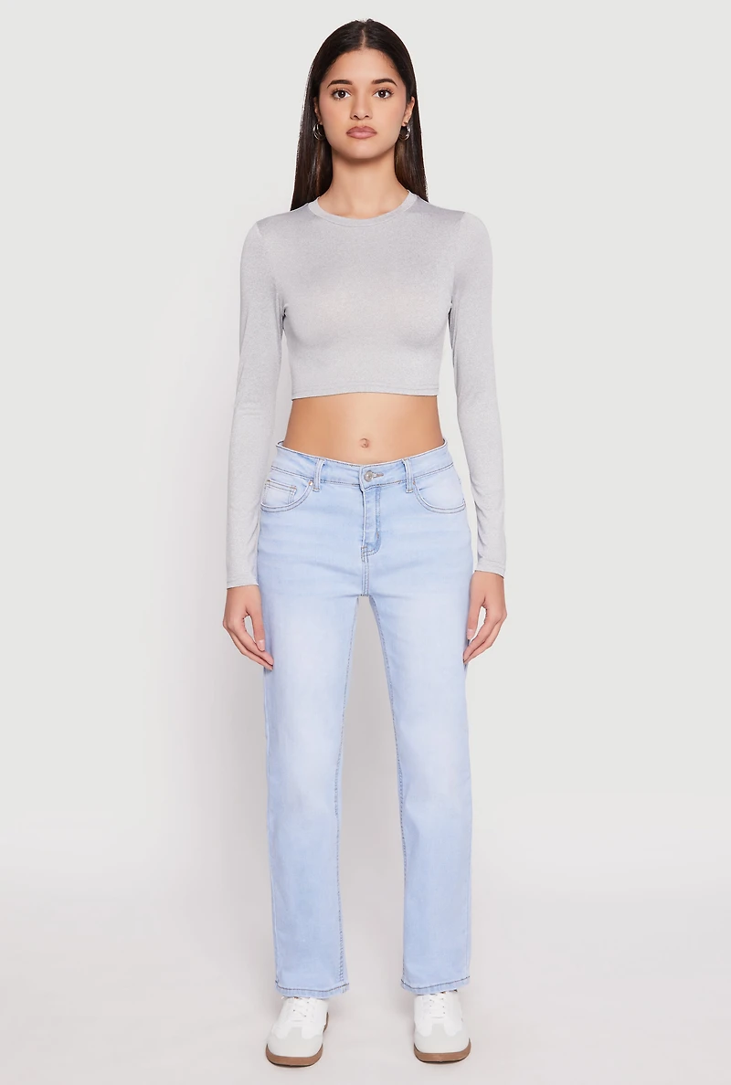 Daisy Long Sleeve High Neck Crop Top