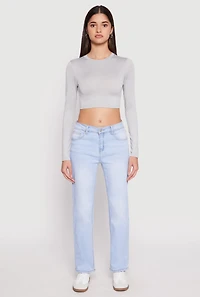 Daisy Long Sleeve High Neck Crop Top