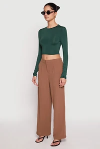 Womens Daisy Long Sleeve High Neck Crop Top,