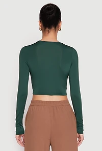 Womens Daisy Long Sleeve High Neck Crop Top,