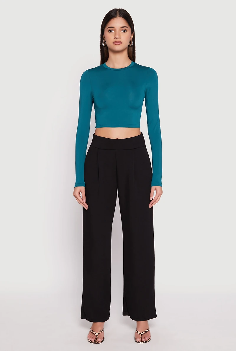 Daisy Long Sleeve High Neck Crop Top