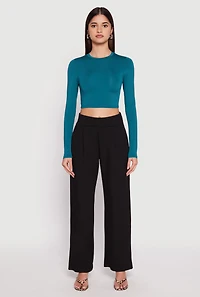 Daisy Long Sleeve High Neck Crop Top