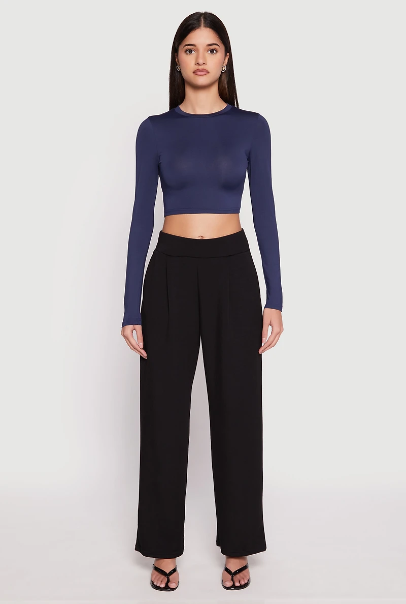 Daisy Long Sleeve High Neck Crop Top