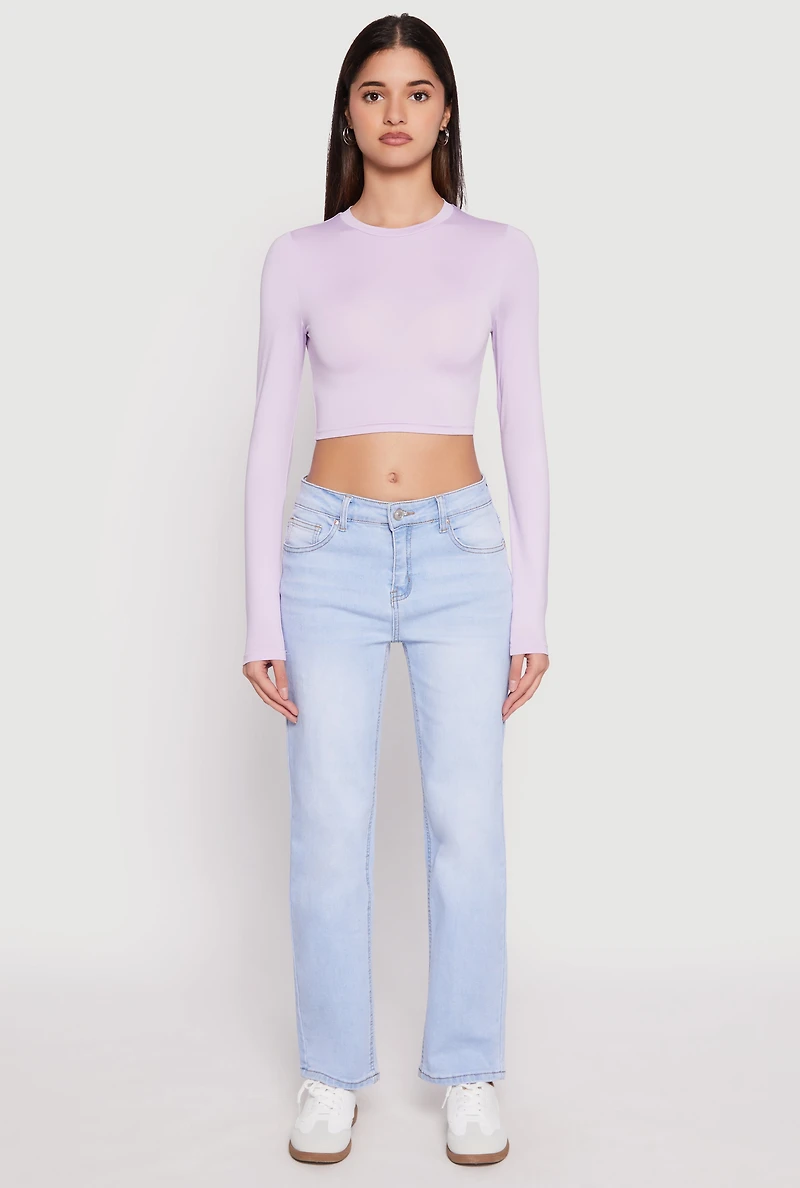 Daisy Long Sleeve High Neck Crop Top
