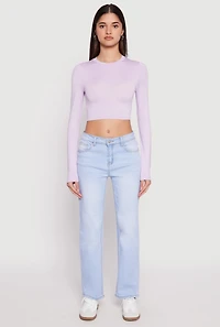 Daisy Long Sleeve High Neck Crop Top