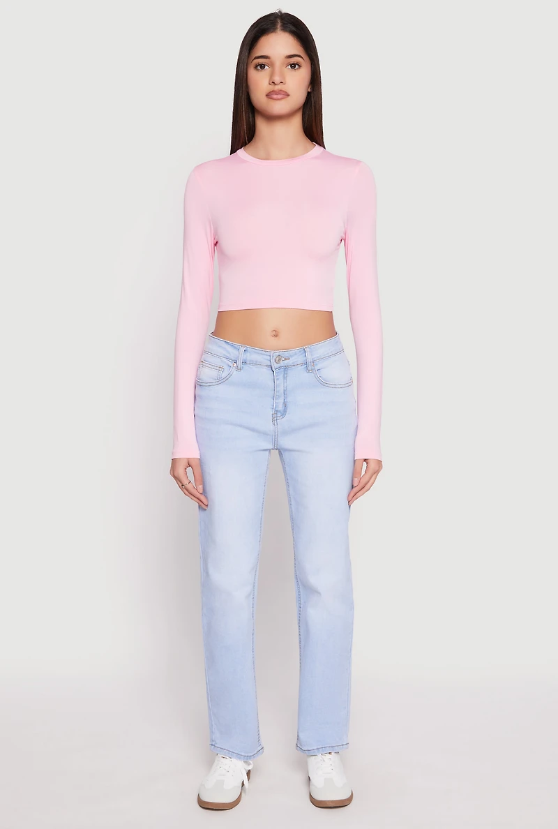 Daisy Long Sleeve High Neck Crop Top