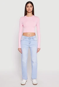 Daisy Long Sleeve High Neck Crop Top