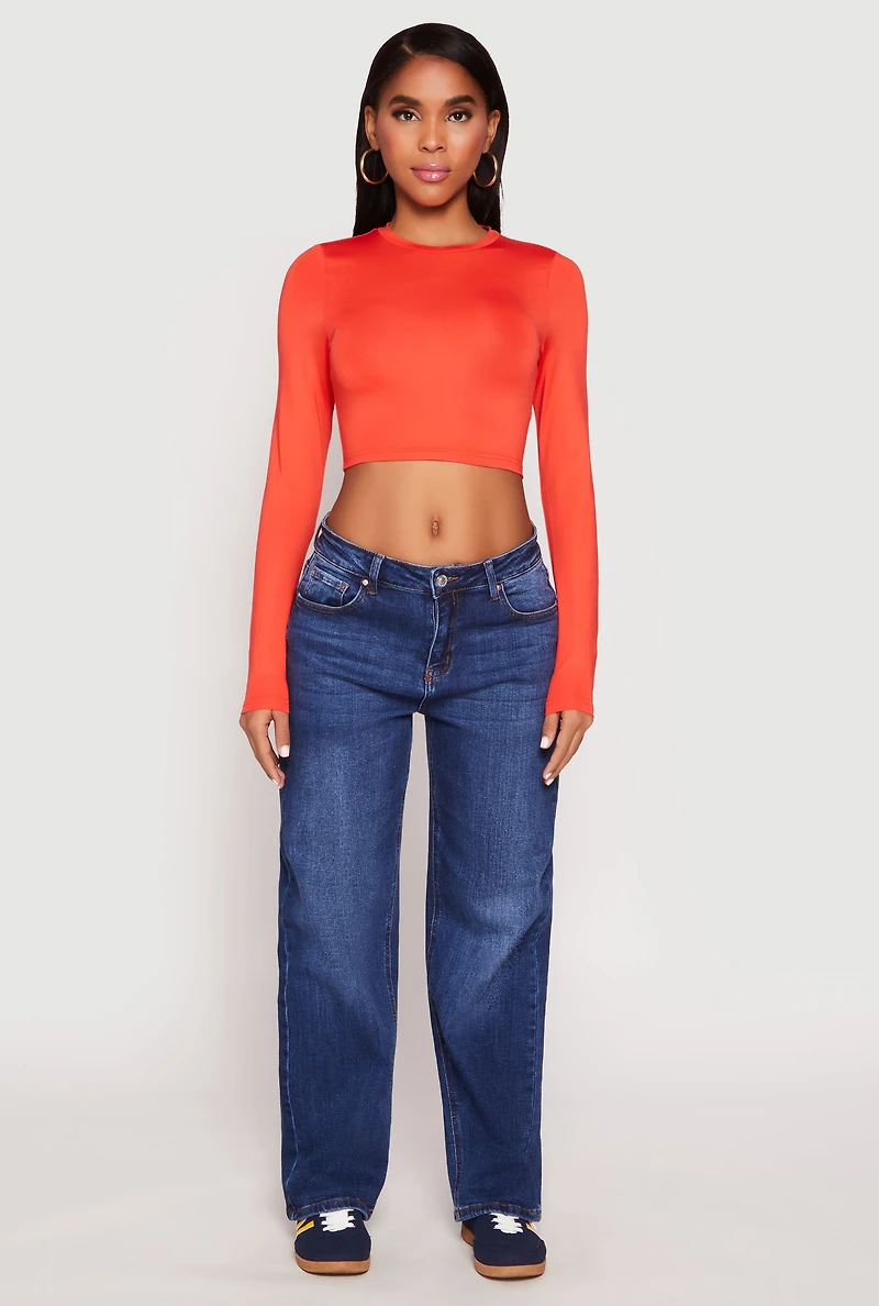 Daisy Long Sleeve High Neck Crop Top