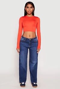 Daisy Long Sleeve High Neck Crop Top