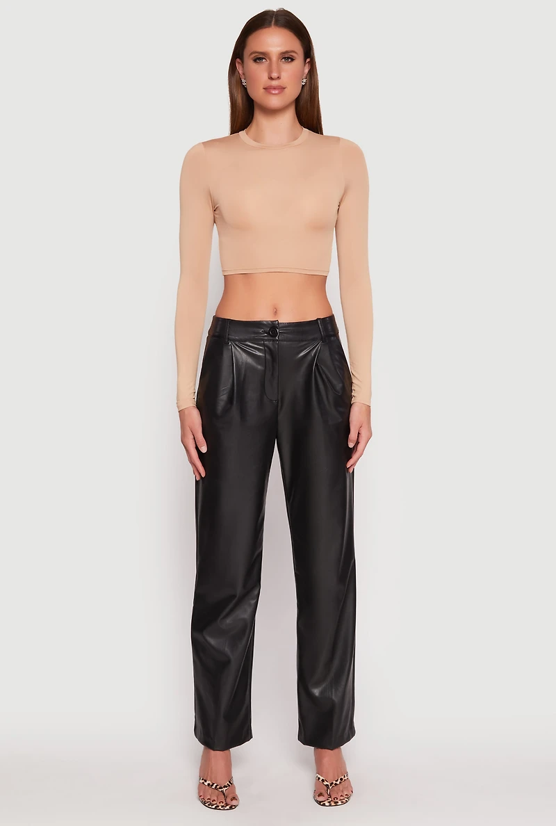 Daisy Long Sleeve High Neck Crop Top