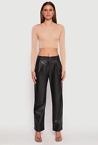 Daisy Long Sleeve High Neck Crop Top