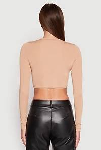 Womens Daisy Long Sleeve High Neck Crop Top,