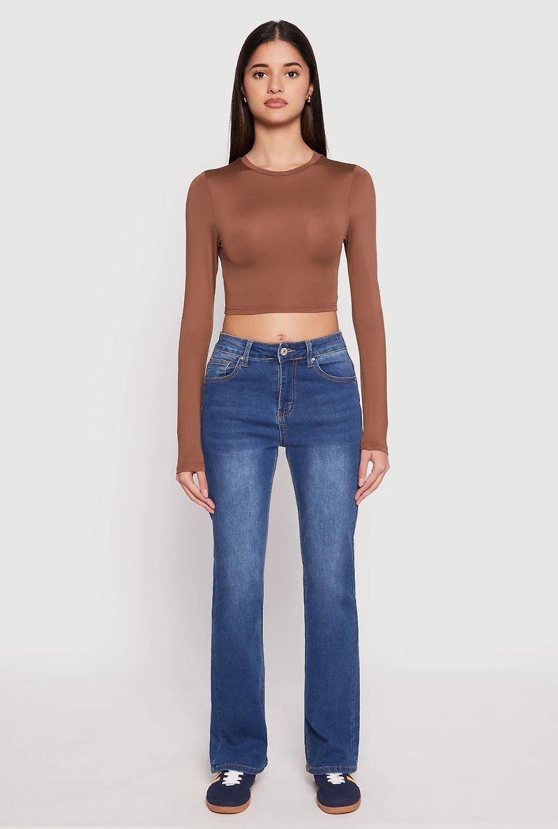 Daisy Long Sleeve High Neck Crop Top