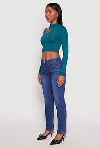 Womens Daisy Keyhole Shoulder Crop Top,