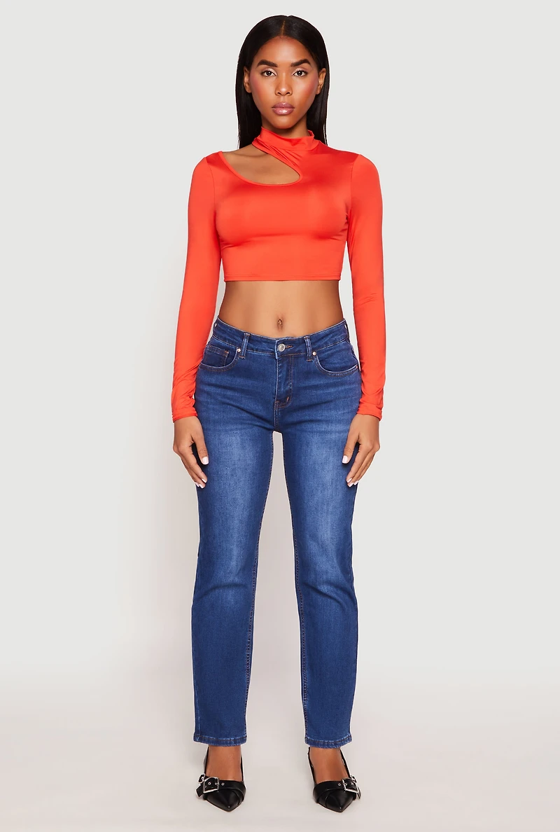 Womens Daisy Keyhole Shoulder Crop Top,