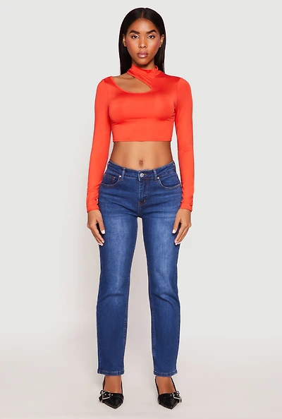 Womens Daisy Keyhole Shoulder Crop Top,
