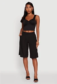 Womens Iris Sweetheart Cropped Tank Top, Black, Size L