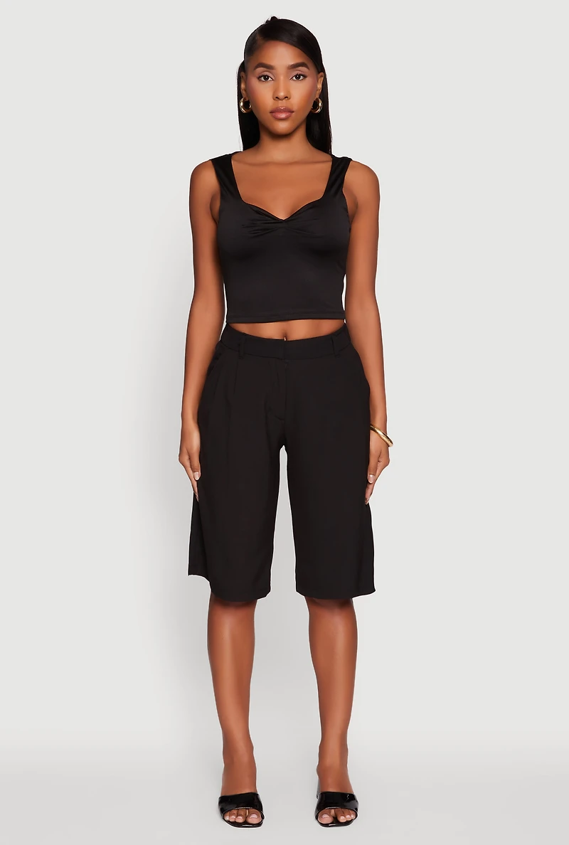 Womens Iris Sweetheart Cropped Tank Top, Black, Size L