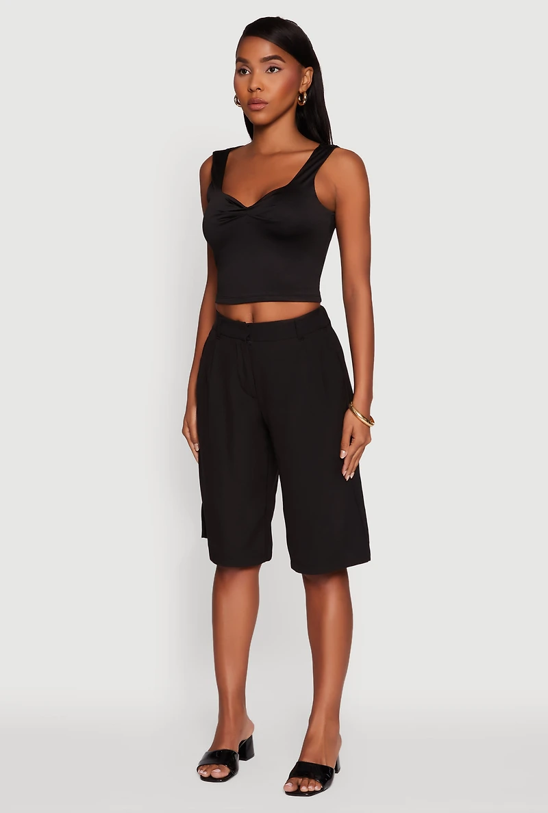 Womens Iris Sweetheart Cropped Tank Top, Black, Size L