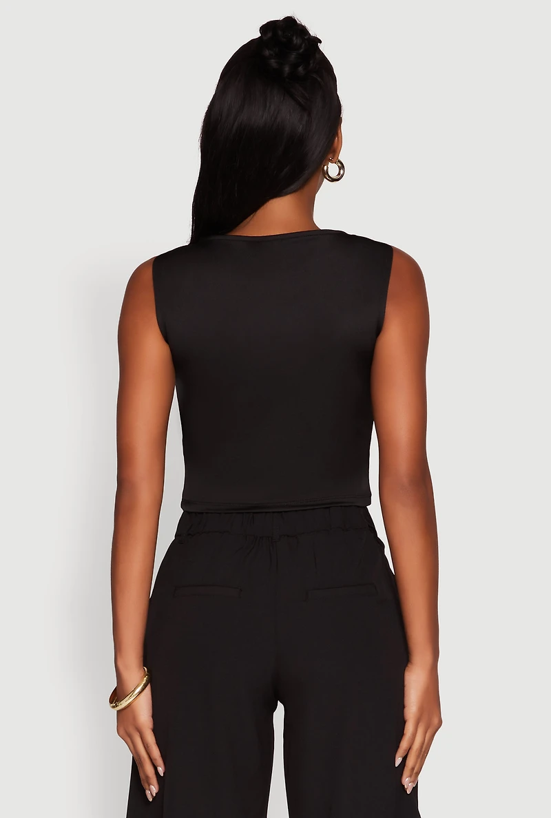 Womens Iris Sweetheart Cropped Tank Top, Black, Size L