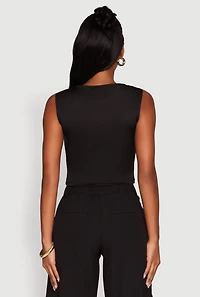 Womens Iris Sweetheart Cropped Tank Top, Black, Size L