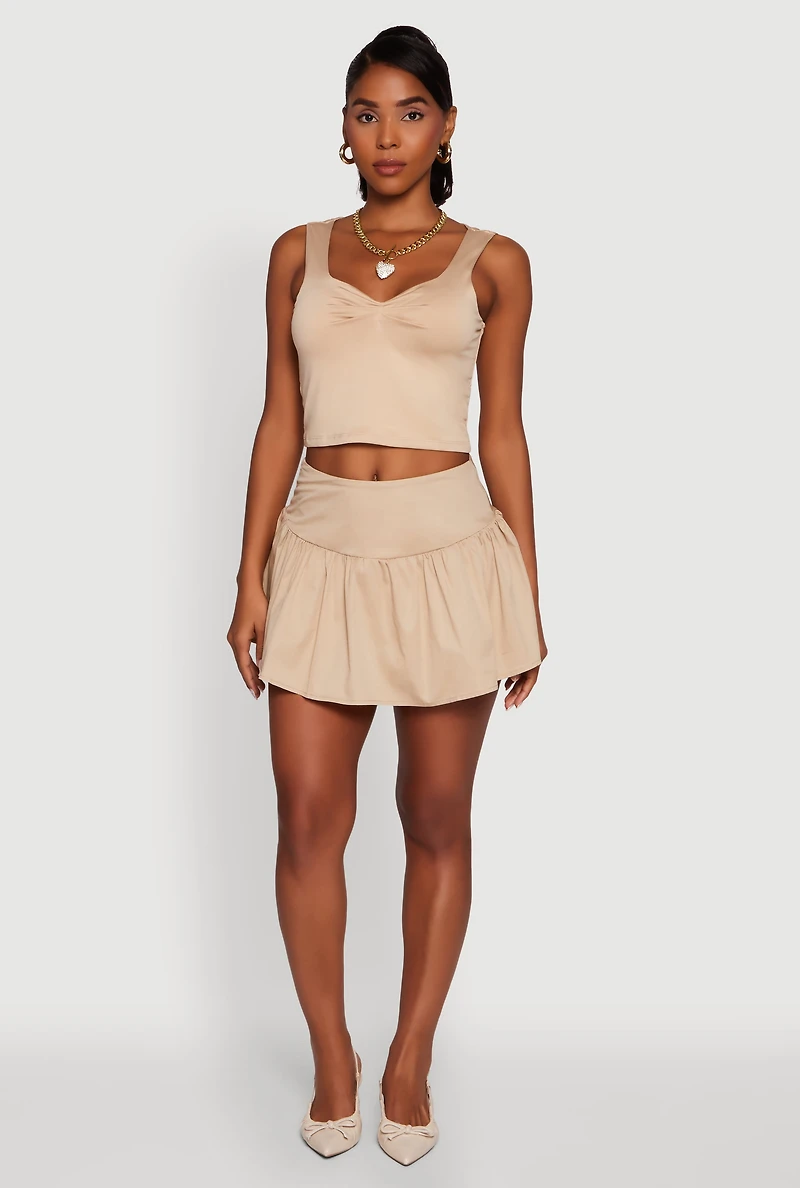Womens Iris Sweetheart Cropped Tank Top, Beige, Size L