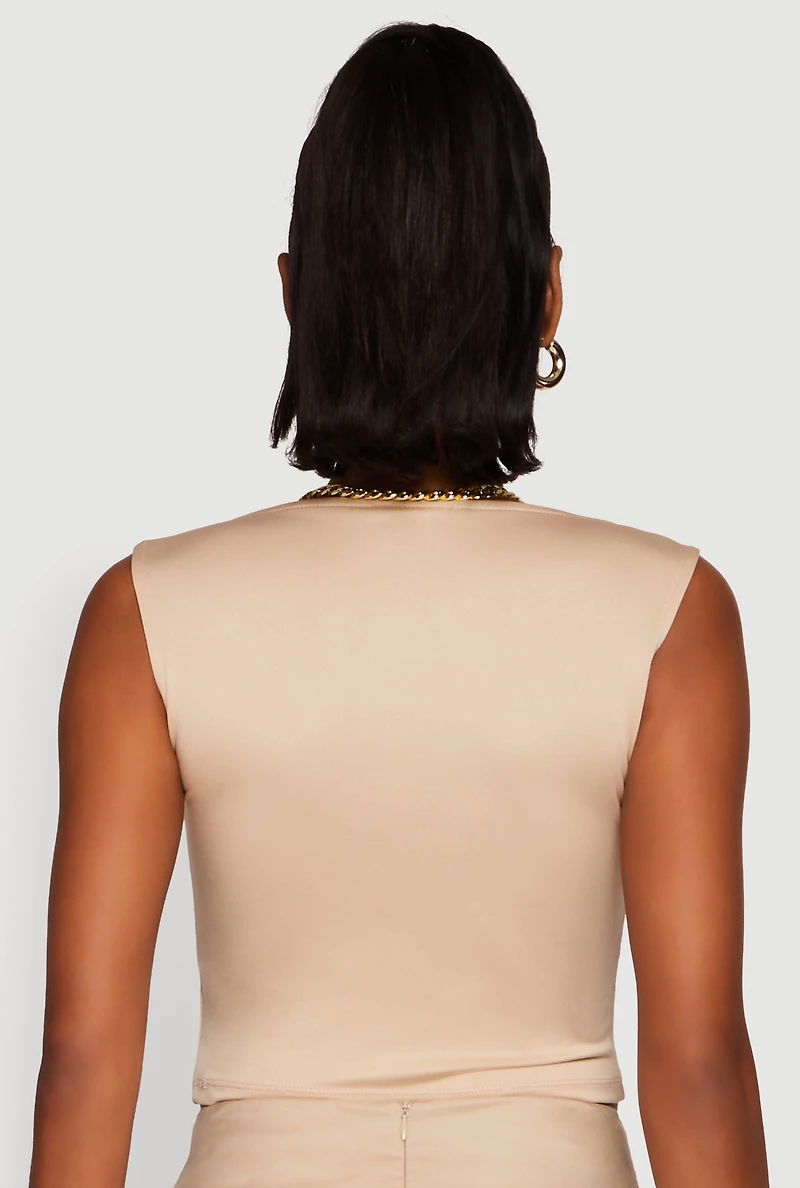 Womens Iris Sweetheart Cropped Tank Top, Beige, Size L
