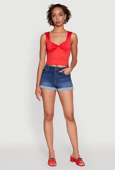 Womens Iris Sweetheart Cropped Tank Top, Red, Size L