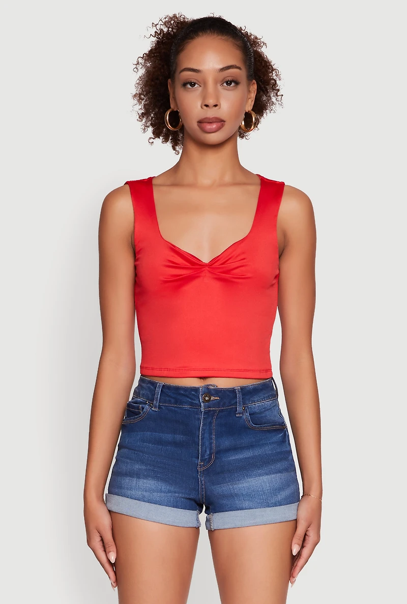 Womens Iris Sweetheart Cropped Tank Top, Red, Size L