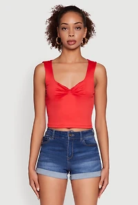 Womens Iris Sweetheart Cropped Tank Top, Red, Size L