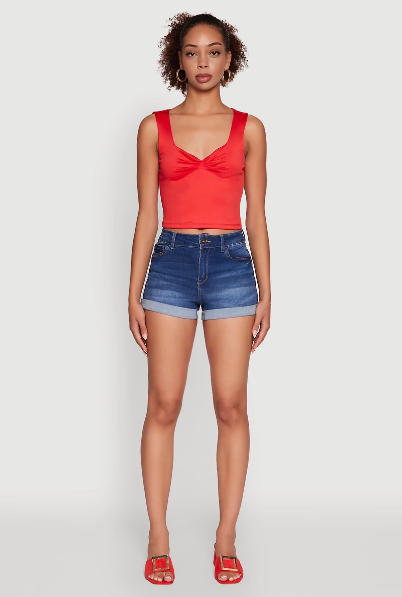 Womens Iris Sweetheart Cropped Tank Top, Red, Size L